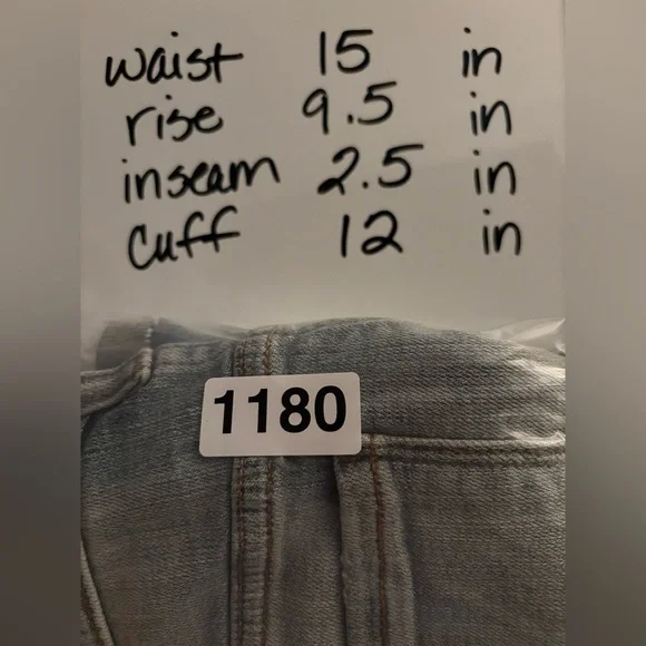 NEW Studio Blue Jean Shorts Ripped Cuffed Juniors Teen 28 Road To Joy Wash 1180 - Picture 7 of 7